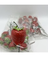 30 Strawberry Artificial Lifelike Plastic Fake Fruit Craft on Stick Cake - $17.81