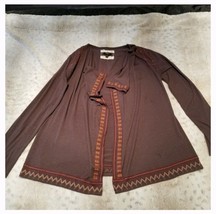 Cupio Brown Aztec Type Open Front Accent Cardigan Size M - £15.28 GBP
