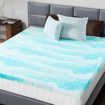 A Cooling, Breathable Blue Gel Memory Foam Mattress Topper From Dumos, M... - $43.98