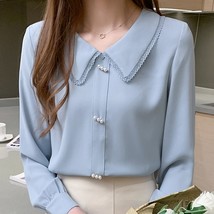 Ong sleeve blouse shirt tops blouse women blusas mujer de moda 2022 blue chiffon blouse thumb200