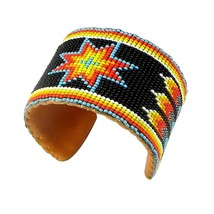 Southwestern Native Style Seed Beads Beaded Hard Cuff - $80.72