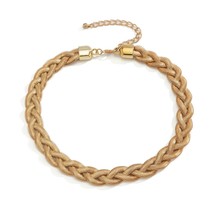 Lacteo Vintage Gold Color Twisted Flat Choker Necklaces for Women Fashion Clavic - £19.12 GBP