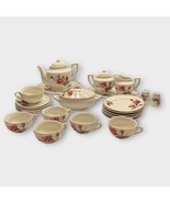 VINTAGE Little Girl Floral Porcelain Small Tea Set Made In Japan Service... - $43.54