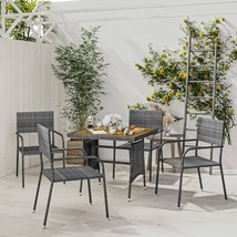  Outdoor Dining Set Grey PE rattan, steel, solid acacia wood Medium - €350,90 EUR
