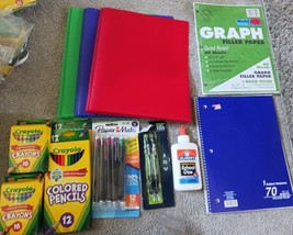 school supply lot  Pieces Glue , Crayons, Color Pencils, Mechanical Pencils More - £9.55 GBP
