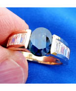 Earth mined Sapphire Diamond Engagement Ring 4 carat Deco Style Solitair... - $7,880.25