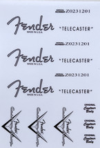 21 - Fender Telecaster Headstock Logo STICKER 3x Cnz Serial nº - $6.00
