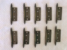 ~Antique Brass~Non-mortise Hinges, Finial Tips (10 Hinge Lot) 2&quot; - W/ sc... - £17.39 GBP