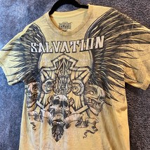 MMA Elite Shirt Mens Medium Yellow Salvation Skull Eagle Y2K Vintage Str... - £14.43 GBP