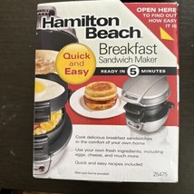 Hamilton Beach Breakfast Sandwich Maker 25475 Egg Muffin Bagel Pancake NEW - £11.10 GBP