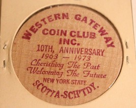 Vintage New York  Wooden Nickel Western Gateway 1973 - $4.94