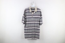 Vintage 90s Streetwear Mens Large Faded Fiesta Striped Knit Collared Polo Shirt - £31.61 GBP