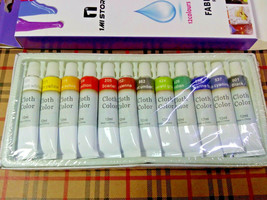 12pc Artist Fabric Cloth Paint Color Quality Artist Paint Set 12ml Color Tubes - £22.15 GBP