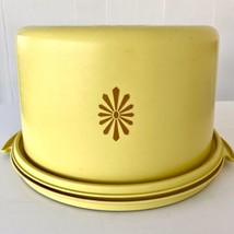 Vintage Tupperware Harvest Gold Servalier Cake Cover Canister 683-5 Lid 684-5 - £36.23 GBP