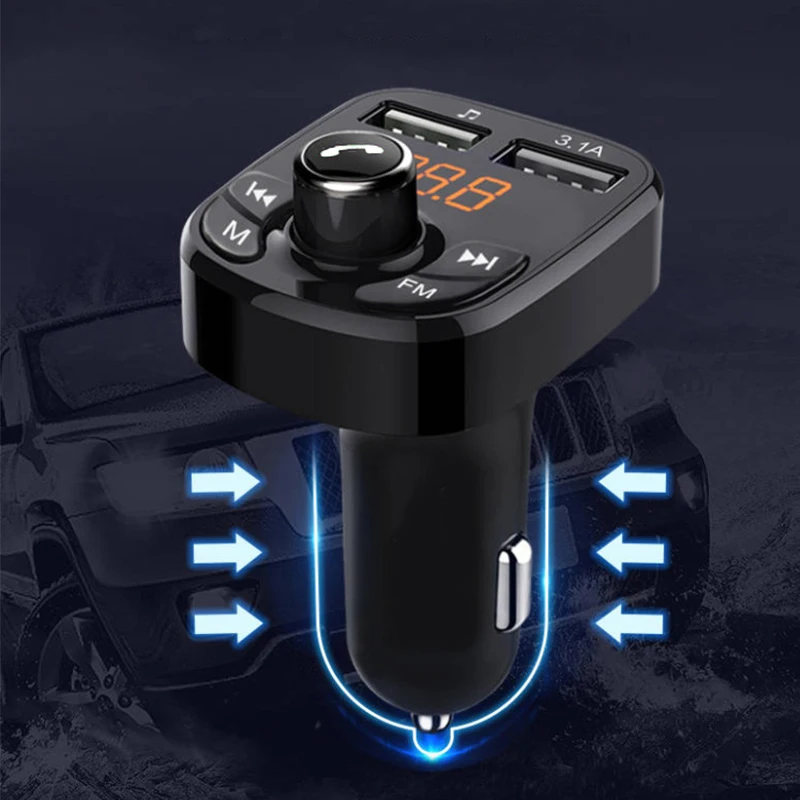 Car Bluetooth 5.0 Audio Player - Hands-free Dual USB Fast Charger FM Transmitt - £10.99 GBP