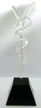 Clear Art Glass Sculpture Rod of Asclepius Snake Entwined around Staff S... - £174.99 GBP