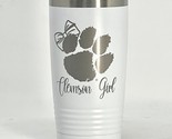 Clemson Girl White 20oz Double Wall Insulated Stainless Steel Tumbler Gr... - $24.99