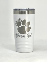 Clemson Girl White 20oz Double Wall Insulated Stainless Steel Tumbler Gr... - £19.80 GBP