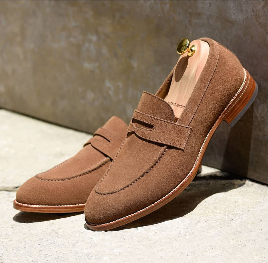 NEW  Handmade Men's Beige Color Shoes, Men's New Suede Loafer Slip On Shoes