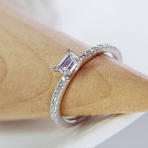 100% 925 Sterling Silver Sparkling 5A Zircon Wedding Rings For Women Rose Gold P - £20.50 GBP