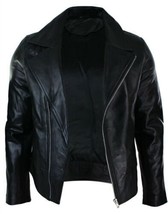 Black Leather Jacket for Men Real Lambskin Leather Biker Motorcycle Jack... - $107.30
