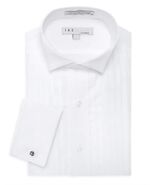 IKE Behar Cotton Wingtip Collar 1/2" Pleat Tuxedo Shirt with French Cuff... - $93.10
