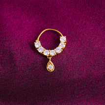 Diamond Nose Ring, Gold Nath, Indian Jewelry, Bollywood Pin, Bridal Nath - €12,14 EUR