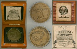 Walt Disney The Lion King PROTOTYPE 15th Anniversary Bronze Coin #0000/5... - $3,858.78 MXN