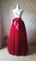 BURGUNDY Maxi Tulle Skirt Women Custom Plus Size Tulle Skirt for Wedding