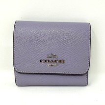 Coach Small Trifold Wallet in Mist Purple Leather CF427 New With Tags - £84.92 GBP