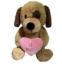 Animal Adventure Plush Puppy Dog #1 Mom Brown Tan Holding Heart 2015 - £9.88 GBP