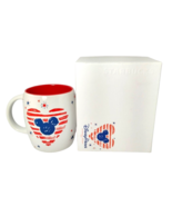 Starbucks Disney Parks Coffee Mug Mickey Heart Stars Red White &amp; Blue 12... - $39.59