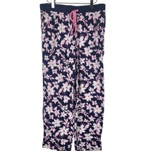 Nautica Pajama Pants L Womens Blue Pink Floral Straight Leg Pull On Sleepwear - £12.54 GBP