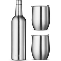 Wine Chiller Gift Set - Vacuum-Insulated Wine Bottle 750Ml &amp; Two Wine Tumbler Wi - £47.95 GBP