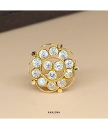Floreale Medusa 18K Vero Oro Indiano Donna Bianco Cz Naso Bottone Ring P... - €73,51 EUR