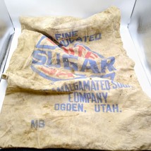 Vintage White Satin Brand Printed Cotton Sack, 100lb Rustic Cloth Sugar ... - $57.09