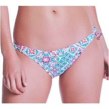 Kensie Mosaic Print Bikini Bottoms X Small Coral Side Ties Brief Cut Swim NWT - £27.33 GBP