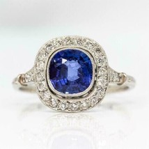 Lab Created 2.70Ct Round Cut Blue Sapphire Engagement Ring 14k White Gol... - £215.68 GBP