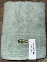 Lacoste ~ Sage Green Bath Towel 100% Cotton 30&quot; x 52&quot; Big Crocodile Logo - $32.66