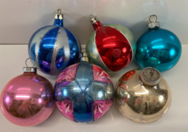 Vintage Lot 6 Various Mercury Glass Christmas Ball Ornaments Shiny Brite Poland - £39.14 GBP