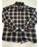 Eddie Bauer Plaid Flannel Button Up Shirt Black White Long Sleeve Size X... - $19.64 CAD