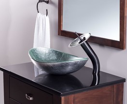 Argento Oval Glass Vessel Bathroom Sink Set, Oil Rubbed Bronze,, 70328031001Orb - £331.41 GBP