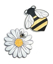 Bee Daisy Garden Stepping Stone or Wall Plaques Set 2 Bumblebee 10.6" Diameter image 1