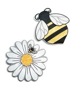 Bee Daisy Garden Stepping Stone or Wall Plaques Set 2 Bumblebee 10.6&quot; Di... - £46.38 GBP