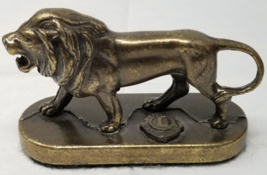Lion Cast Brass Figurine Lions Clubs Int. Collinsville Ill. Small Vintage - £11.92 GBP