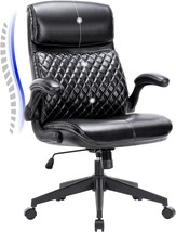 Colamy Home Office Chair 275Lbs Executive Leather Office Chair With, Black - $90.98