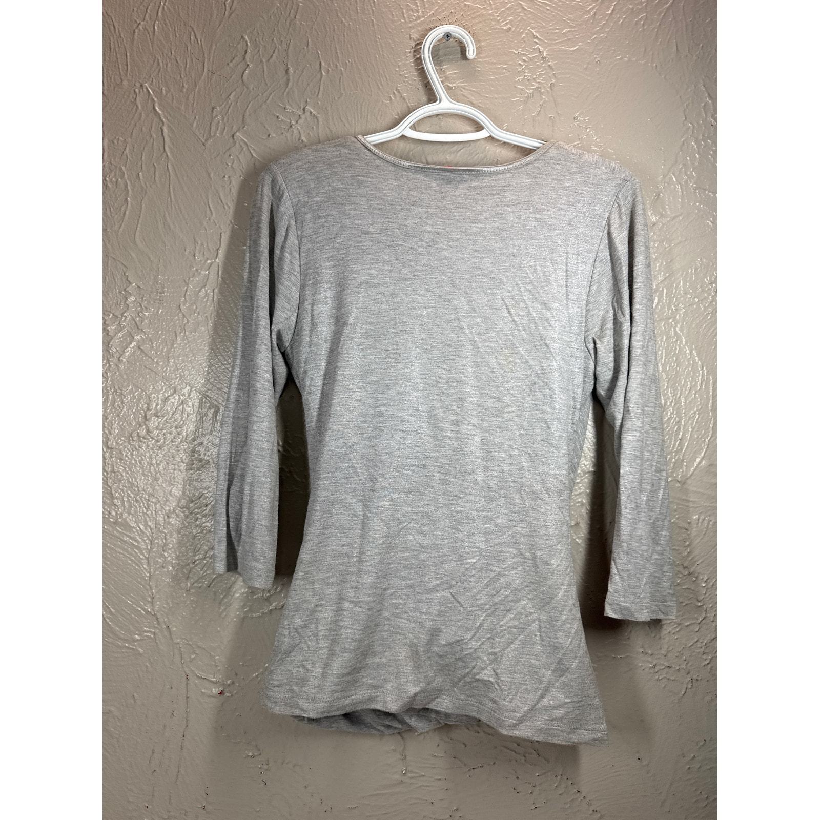 RUBY RIBBON Top Shapewear Faux Wrap Silver Shimmer V-Neck Stretch Size Small Item image 2