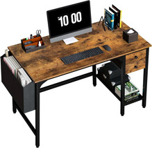 Computer Desk with Drawers - 40 Inch Work Small Desk for Bedroom Home Office - £76.76 GBP