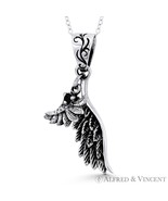 Guardian Angel / Eagle Wing Double-Feather Oxidized .925 Sterling Silver... - $725.47 MXN+
