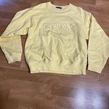 Vintage Giordano Classic Sweatshirt Adult Medium Embroidered Logo Yellow 90s - £19.61 GBP
